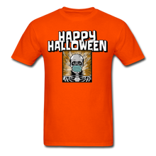 Load image into Gallery viewer, Happy Halloween Skeleton Wearing Face Mask Unisex T-Shirt - orange
