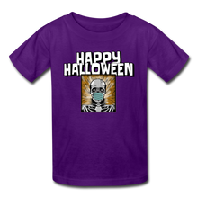 Load image into Gallery viewer, Happy Halloween Skeleton Wearing Face Mask Kids&#39; T-Shirt - purple
