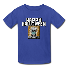Load image into Gallery viewer, Happy Halloween Skeleton Wearing Face Mask Kids&#39; T-Shirt - royal blue
