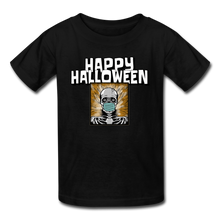 Load image into Gallery viewer, Happy Halloween Skeleton Wearing Face Mask Kids&#39; T-Shirt - black
