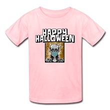Load image into Gallery viewer, Happy Halloween Skeleton Wearing Face Mask Kids&#39; T-Shirt - pink
