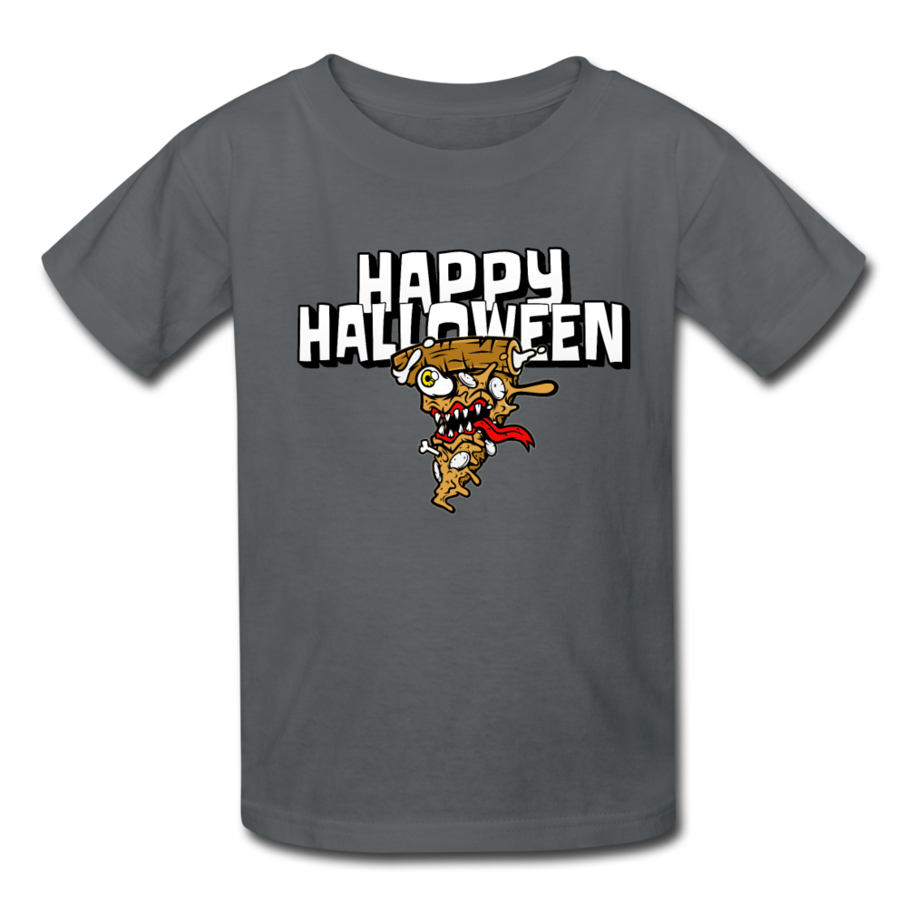 Happy Halloween Monster Pizza Kids' T-Shirt - charcoal