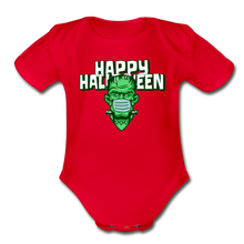 Load image into Gallery viewer, Happy Halloween Organic Short Sleeve Baby Bodysuit - red
