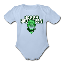 Load image into Gallery viewer, Happy Halloween Organic Short Sleeve Baby Bodysuit - sky
