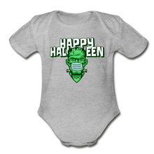 Load image into Gallery viewer, Happy Halloween Organic Short Sleeve Baby Bodysuit - heather gray
