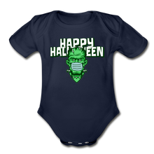 Load image into Gallery viewer, Happy Halloween Organic Short Sleeve Baby Bodysuit - dark navy
