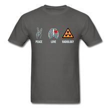 Load image into Gallery viewer, Peace Love and Radiology Unisex Classic T-Shirt - charcoal

