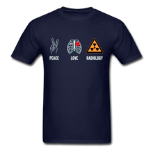 Load image into Gallery viewer, Peace Love and Radiology Unisex Classic T-Shirt - navy
