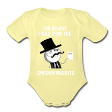 Load image into Gallery viewer, I do Believe I will Have the Chicken Nuggets Organic Short Sleeve Baby Bodysuit - washed yellow
