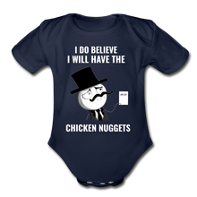 Load image into Gallery viewer, I do Believe I will Have the Chicken Nuggets Organic Short Sleeve Baby Bodysuit - dark navy
