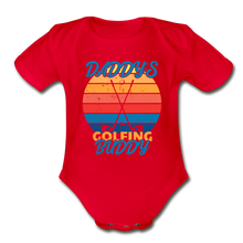 Load image into Gallery viewer, Daddy&#39;s Golfing Buddy Organic Short Sleeve Baby Bodysuit - red
