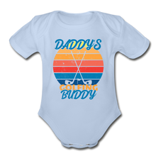 Load image into Gallery viewer, Daddy&#39;s Golfing Buddy Organic Short Sleeve Baby Bodysuit - sky
