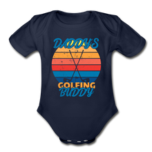 Load image into Gallery viewer, Daddy&#39;s Golfing Buddy Organic Short Sleeve Baby Bodysuit - dark navy
