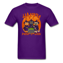 Load image into Gallery viewer, Happy Meow-o-ween Halloween Cat Witch T-Shirt - purple
