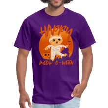 Load image into Gallery viewer, Happy Halloween Meowoween Cute Mummy Cat T-Shirt - purple
