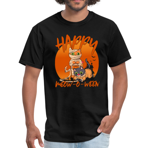 Happy Halloween Meowoween Cute Funny Mummy Cats T-Shirt - black