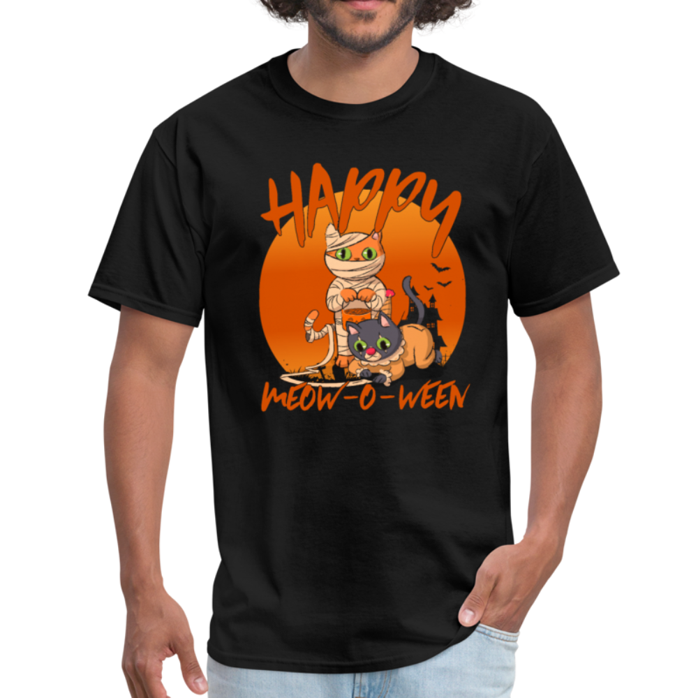 Happy Halloween Meowoween Cute Funny Mummy Cats T-Shirt - black