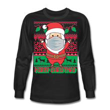Load image into Gallery viewer, Santa Wearing a Mask Ugly Sweater Style Long Sleeve T-Shirt - black
