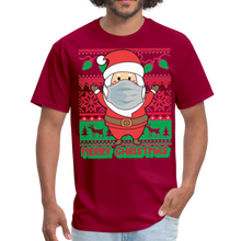Load image into Gallery viewer, Santa Wearing Mask Ugly Sweater Style Unisex Classic T-Shirt - dark red
