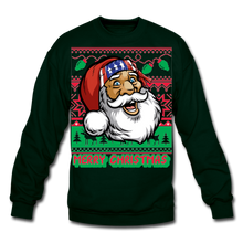 Load image into Gallery viewer, American Santa Ugly sweater Crewneck Sweatshirt - forest green
