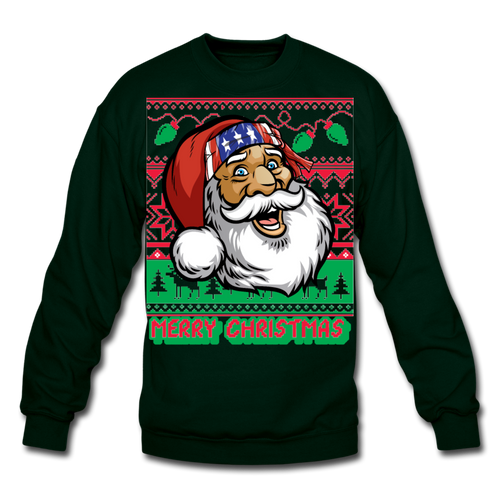 American Santa Ugly sweater Crewneck Sweatshirt - forest green