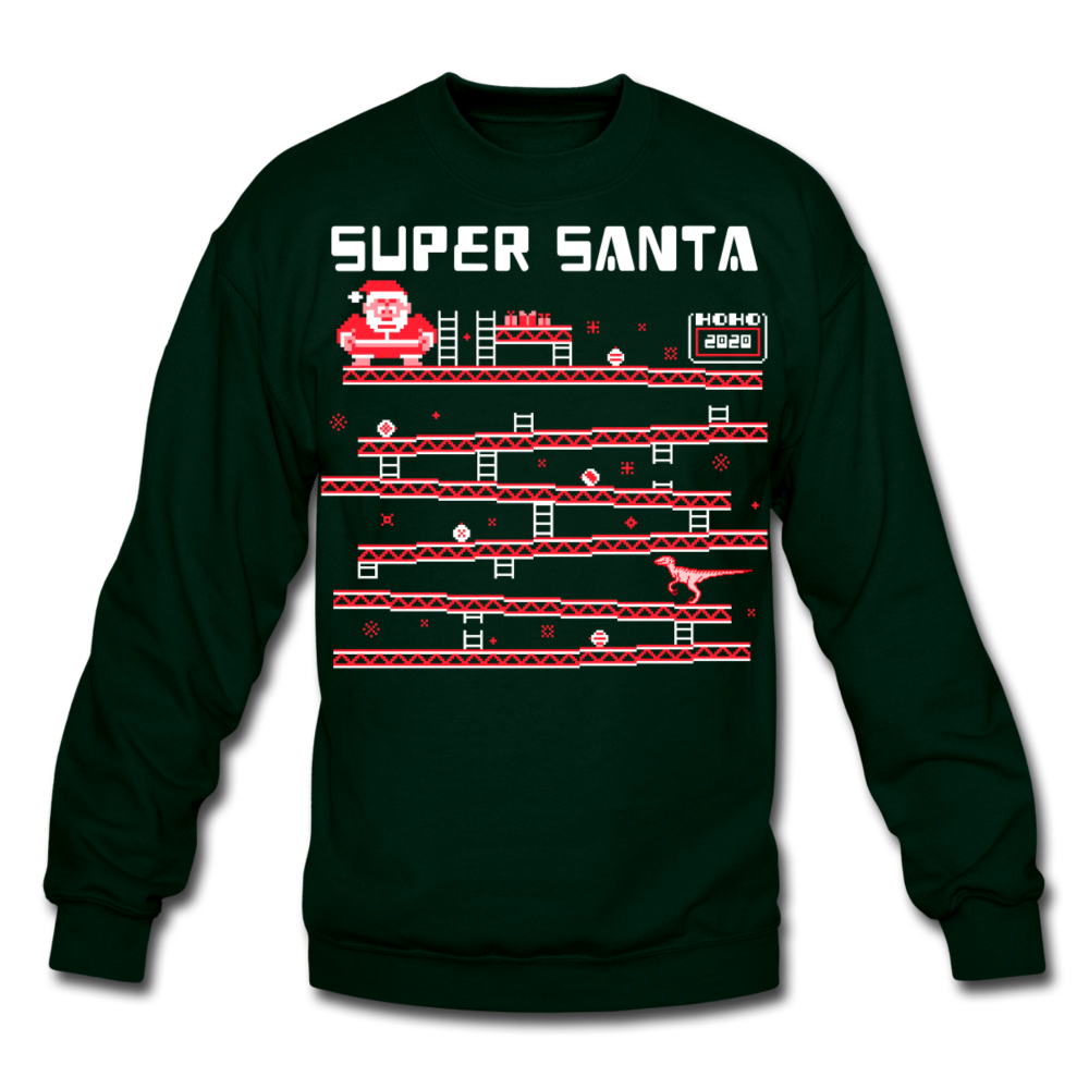 Super Santa Ugly Sweater Unisex Crewneck Sweatshirt - forest green