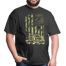 Load image into Gallery viewer, Patriotic Trucker Camouflage American Flag Unisex T-Shirt - heather black
