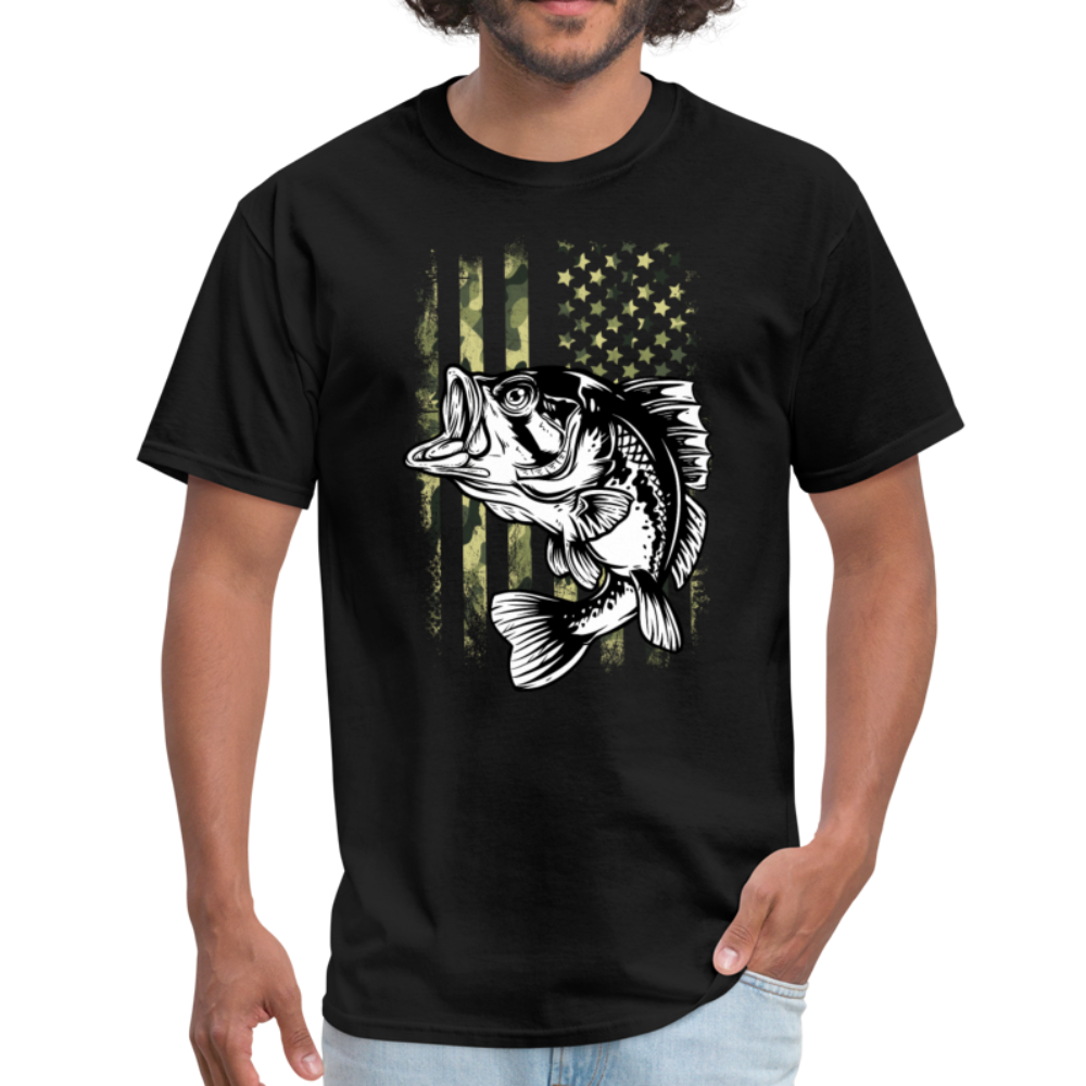 Fishing Camo US Flag Unisex Classic T-Shirt - black