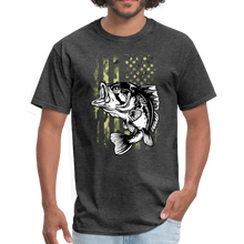 Load image into Gallery viewer, Fishing Camo US Flag Unisex Classic T-Shirt - heather black

