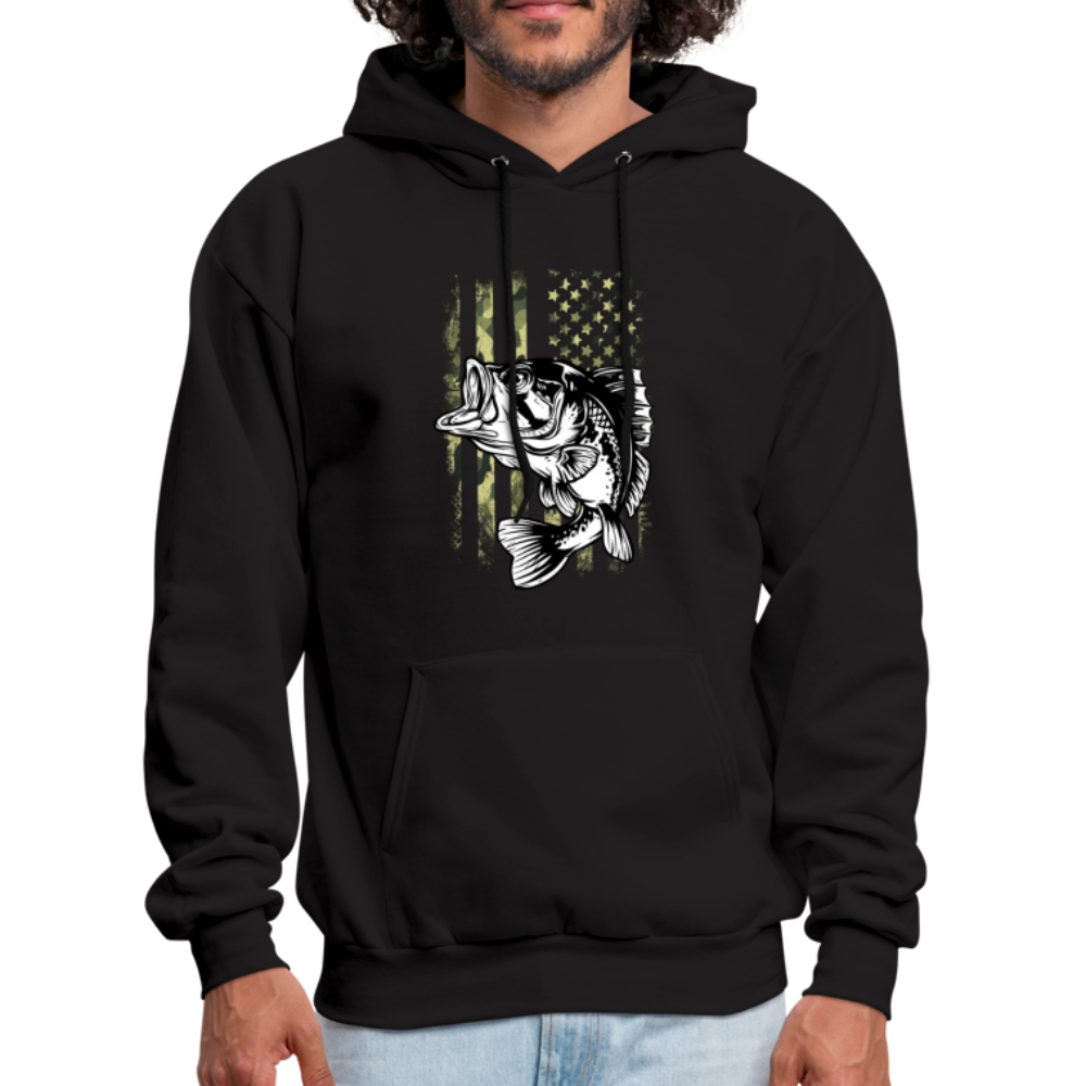 Fishing Camo US Flag Hoodie - black