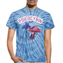 Load image into Gallery viewer, Psilocybin Magic Mushroom Unisex Tie Dye T-Shirt - spider baby blue
