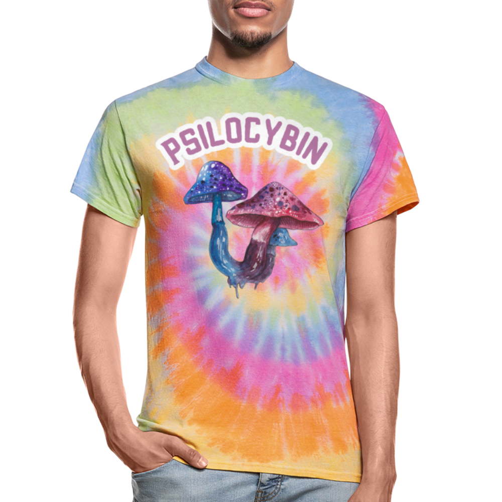 Psilocybin Magic Mushroom Unisex Tie Dye T-Shirt - rainbow