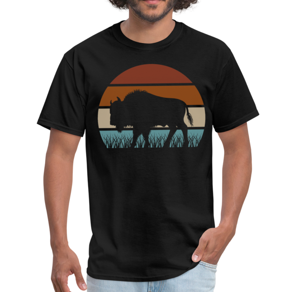Great American Bison Buffalo Vintage Retro Sunset Unisex Classic T-Shirt - black