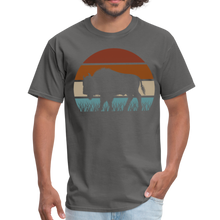 Load image into Gallery viewer, Great American Bison Buffalo Vintage Retro Sunset Unisex Classic T-Shirt - charcoal
