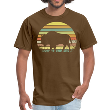 Load image into Gallery viewer, Great American Bison Buffalo Vintage Retro Sunset Unisex T-Shirt Unisex Classic T-Shirt - brown
