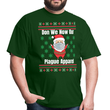 Load image into Gallery viewer, Funny Santa Plague Apparel Ugly Christmas Sweater Style Unisex T-Shirt - forest green
