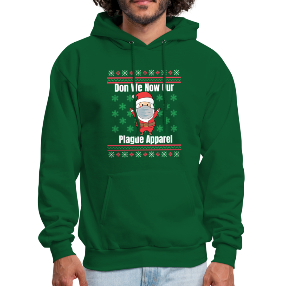Funny Plague Ugly Christmas Sweater Style Hoodie - forest green