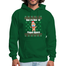 Load image into Gallery viewer, Funny Santa with Mask Don We Now Our Plague Apparel Ugly Christmas Sweater Style Unisex Hoodie - forest green
