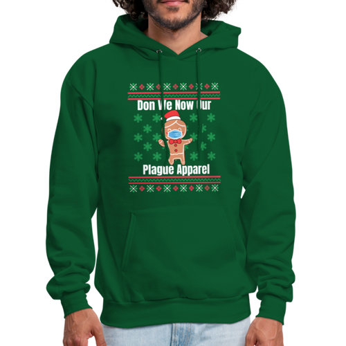 Funny Santa with Mask Don We Now Our Plague Apparel Ugly Christmas Sweater Style Unisex Hoodie - forest green