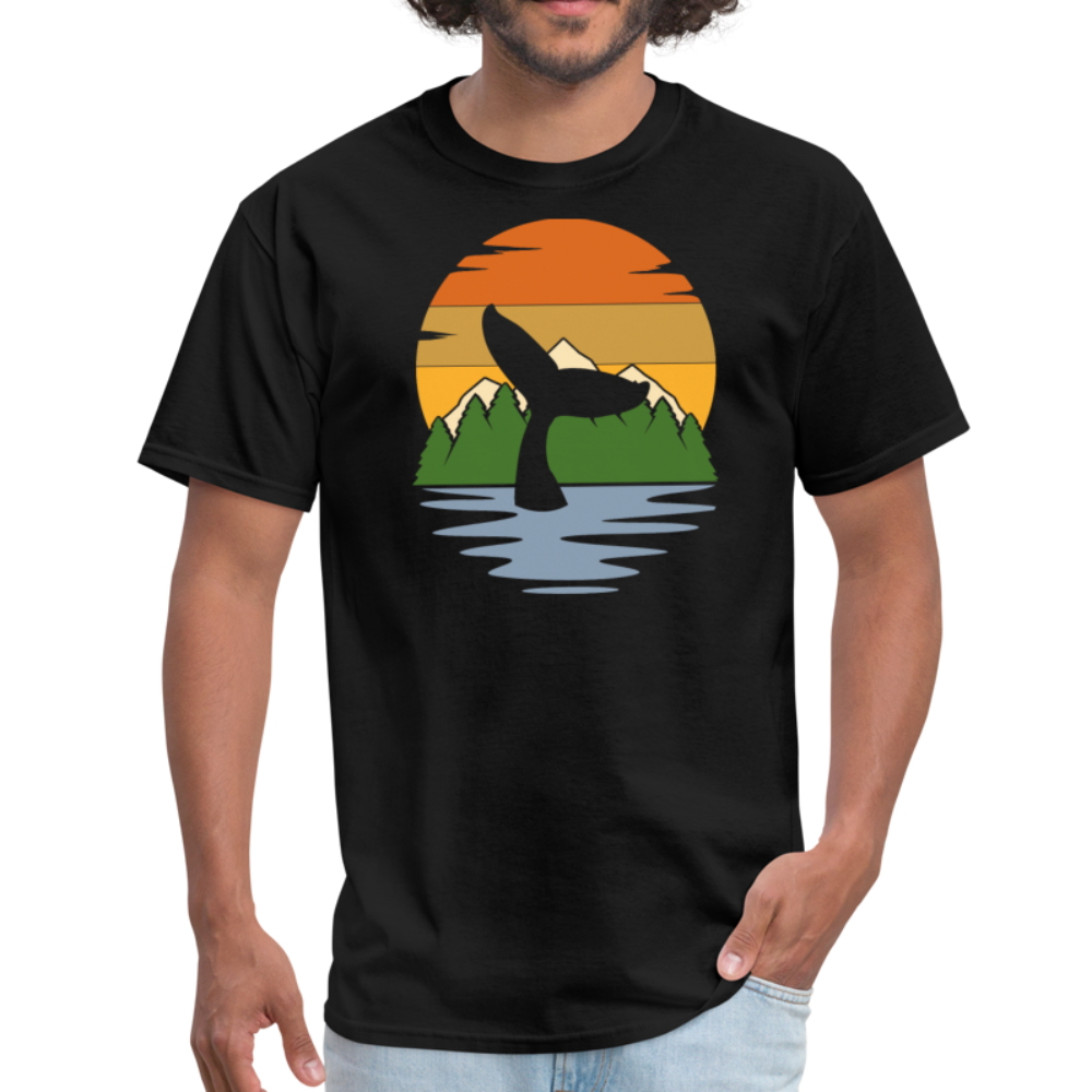 Nautical Ocean Humpback Whale Sunset Unisex Classic T-Shirt - black
