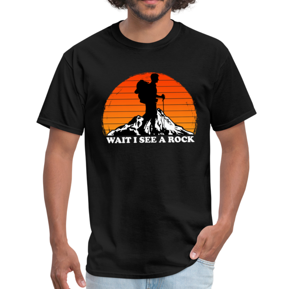 Wait I See A Rock - Funny Geologist Rock Hunting Gift Unisex Classic T-Shirt - black