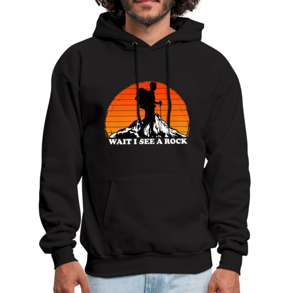 Wait I See A Rock - Funny Geologist Rock Hunting Gift Hoodie - black