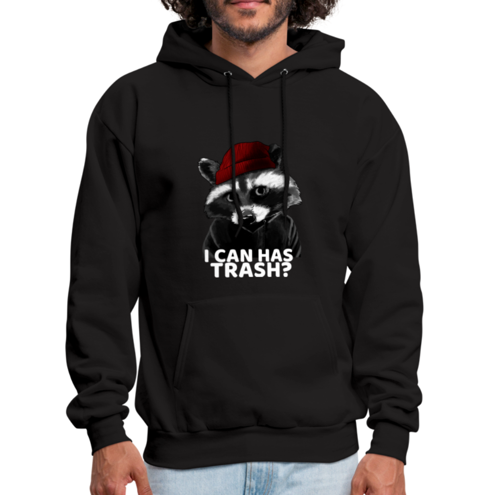 Cute Raccoon, I Can Has Trash? Funny Meme Hoodie - black