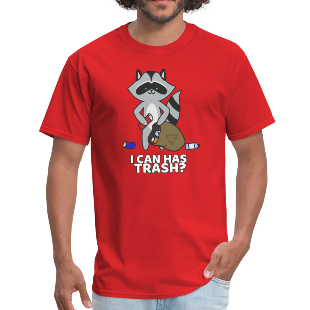 Cute Raccoon, I Can Has Trash? Funny Meme Unisex Classic T-Shirt - red