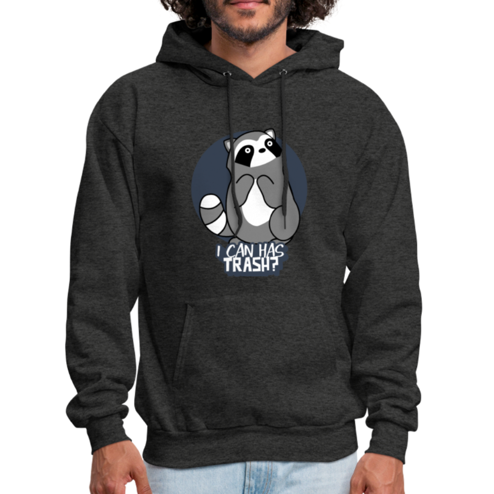 Cute Raccoon, I Can Has Trash? Funny Meme Hoodie - charcoal gray