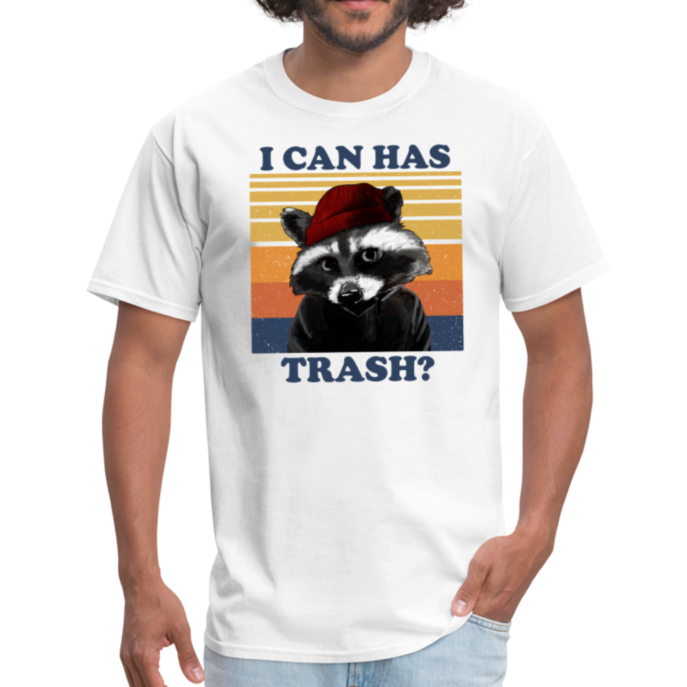 Cute Raccoon, I Can Has Trash? Funny Meme Unisex Classic T-Shirt - white