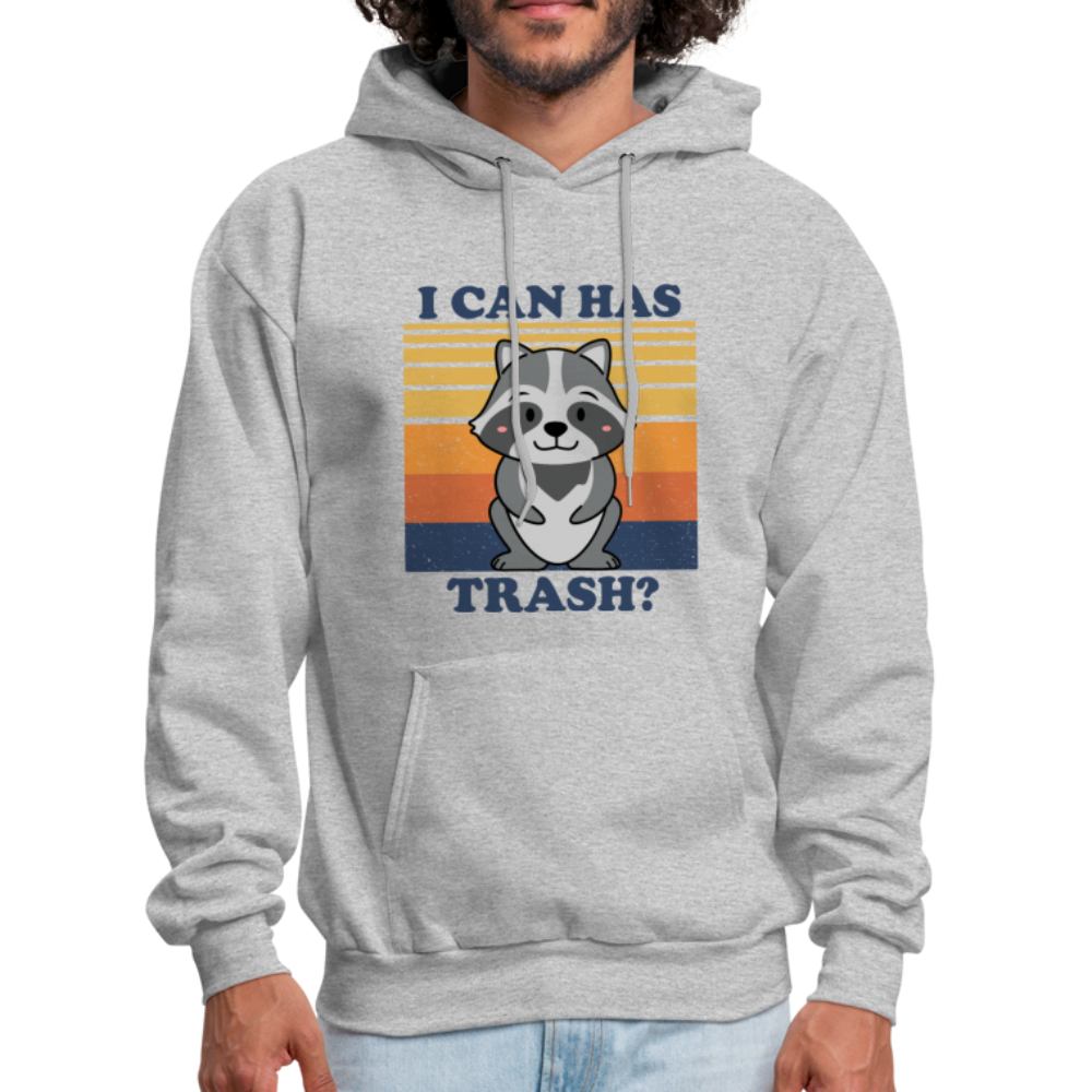 Cute Raccoon, I Can Has Trash? Funny Meme Men's Hoodie - heather gray