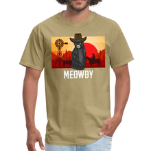Load image into Gallery viewer, Meowdy Texas Landscape Cowboy Cat Meme Unisex Classic T-Shirt - khaki
