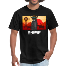Load image into Gallery viewer, Meowdy Texas Landscape Cowboy Cat Meme Unisex Classic T-Shirt - black
