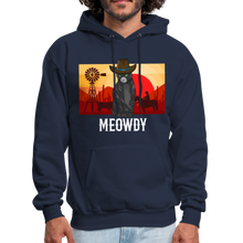 Load image into Gallery viewer, Meowdy Texas Landscape Cowboy Cat Meme Hoodie - navy
